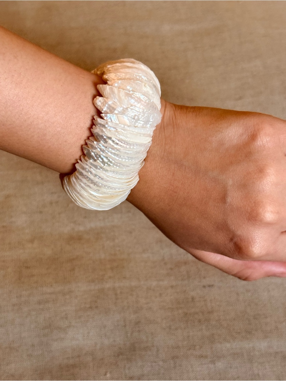 Mother Of Pearl Shell Stretch Bracelet